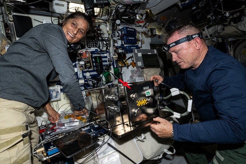  Starliner Crew Flight Test astronauts Butch Wilmore and Sunita Williams as they give a mission update from space station Wednesday, July 10