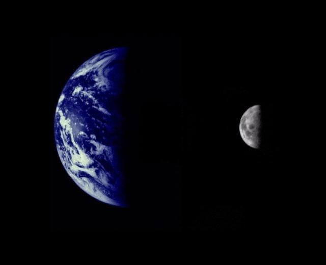 The moon captured with the Earth