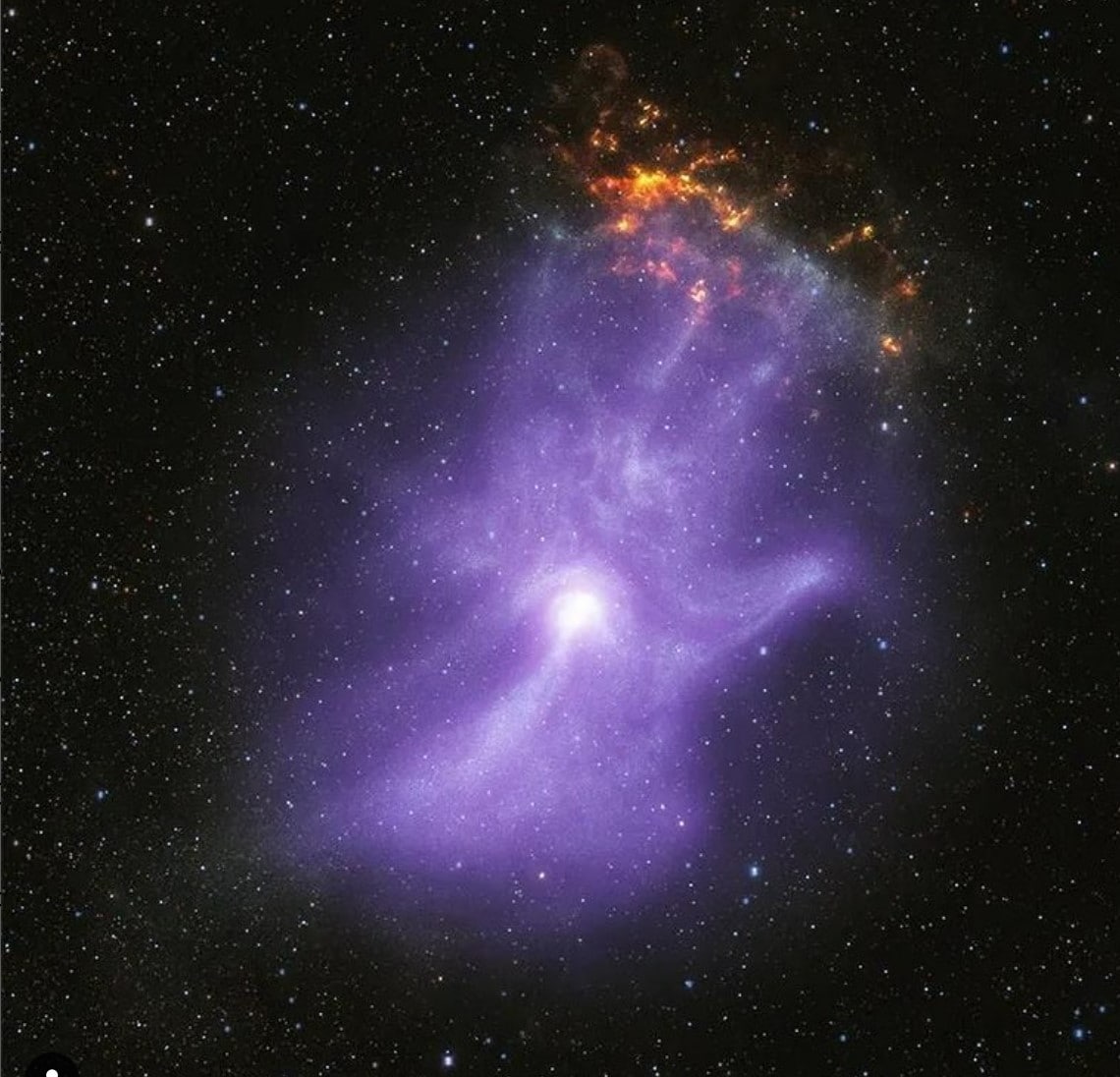 NASA's Chandra X ray observatory captured the image of the pulsar,a fast spinning dense neutron star.
