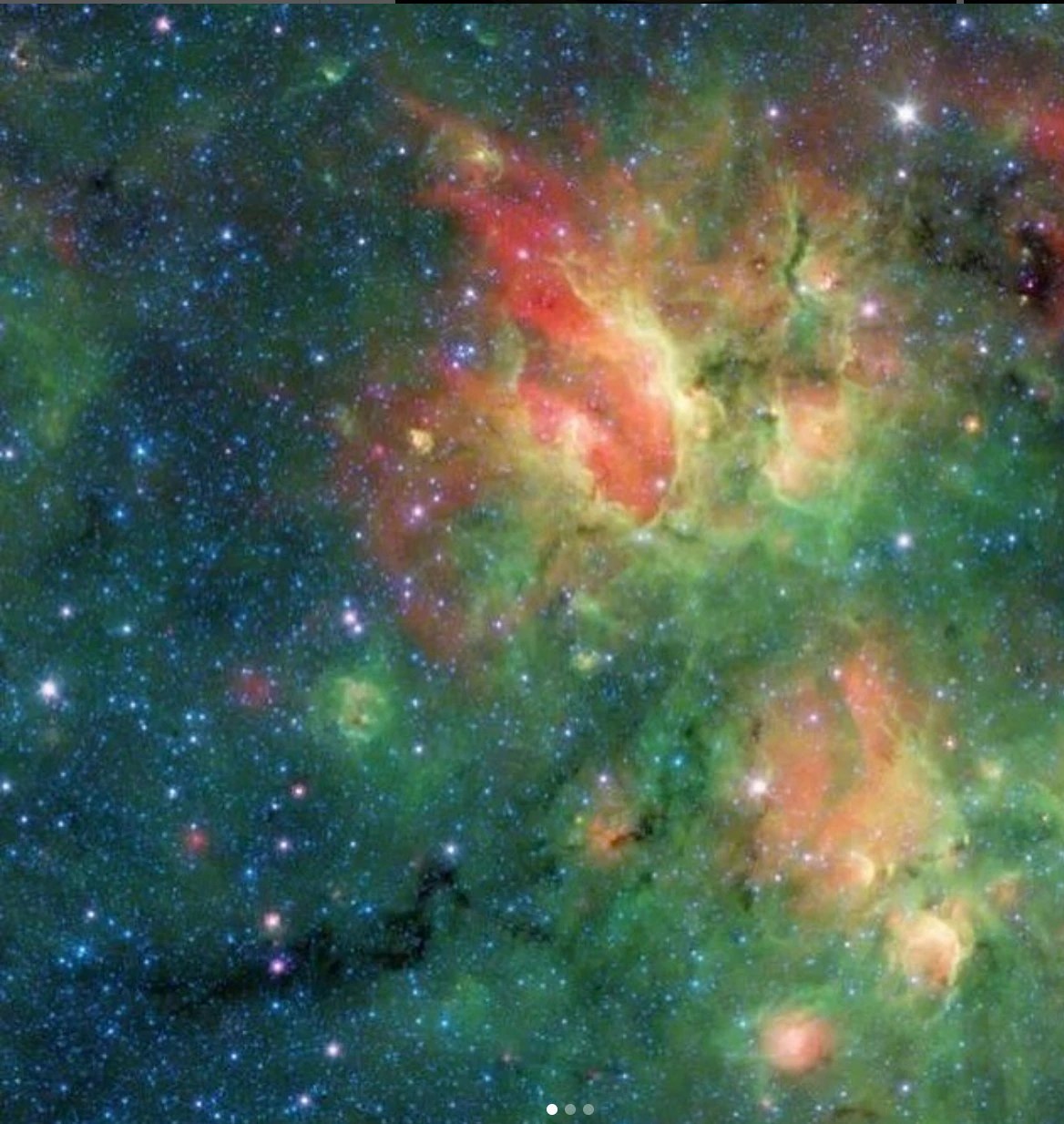 The image of cloudy nebulae was captured by Spitzer Space Telescope