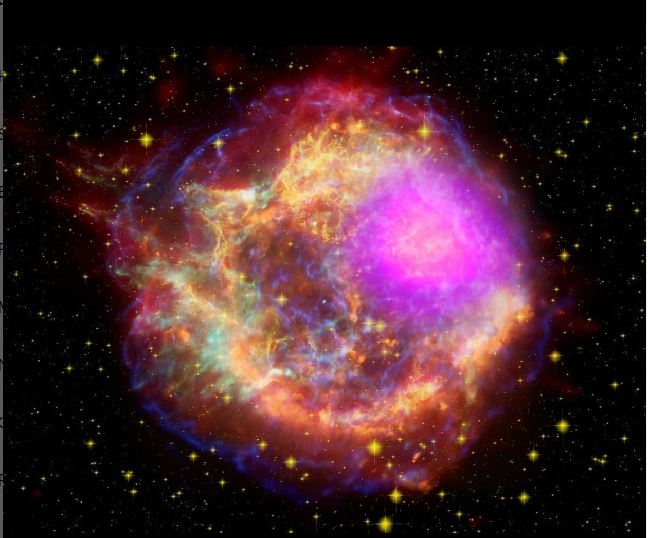 Supernova remnant Cassiopeia A radiating bright energy in space