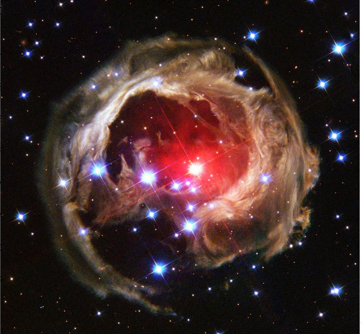 NASA Hubble captured the sight of a distant star named V838 Monocreotis.